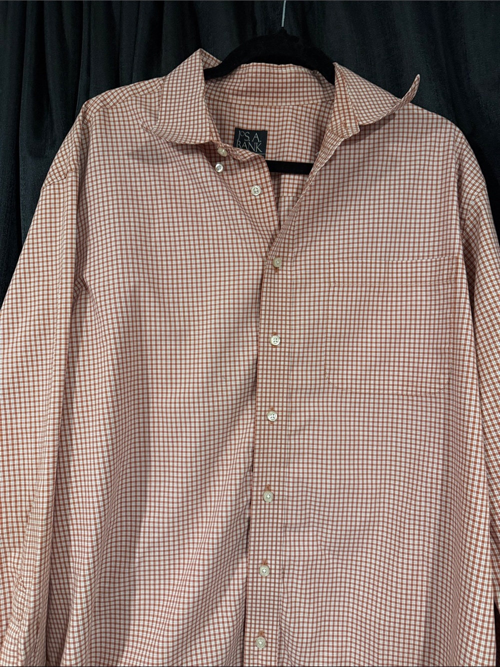 Jos. A. Bank Men's orange and White Micro-Check Button-Down Shirt